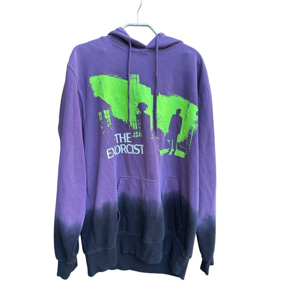 The Exorcist Other - The Exorcist Hoodie Purple Black Ombre Neon Green Graphic Horror Movie Mens L